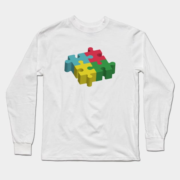 Puzzle Pieces Art - 3d art Long Sleeve T-Shirt by Designoholic